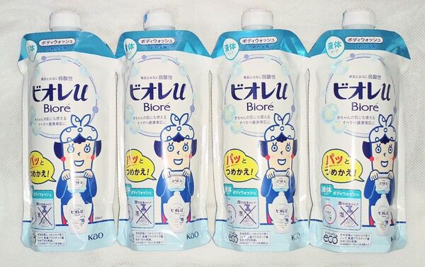 【4個】ビオレu ボディウォッシュ やさしいフレッシュフローラルの香り つめかえ用 340ml×4ヶ