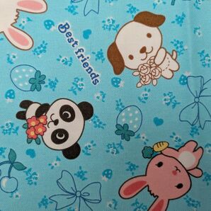 可愛い動物柄はぎれ小水色