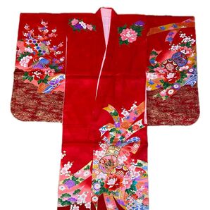 正絹 着物 女の子 お宮参り 七五三 女児 7歳 襦袢 半衿付き