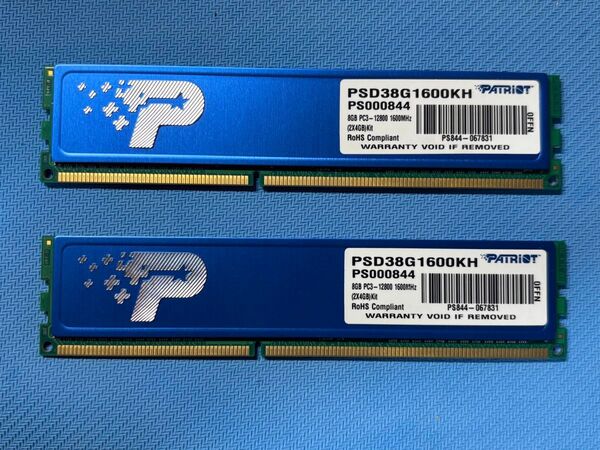 PATRIOT DDR3メモリ 8GB×2枚セット PSD38G1600KH 動作品