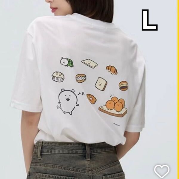 L ナガノのくま 半袖 Tシャツ もぐらコロッケ 韓国限定 SPAO スパオ ちいかわ 朝ご飯 ブレックファスト ちいかわパーク