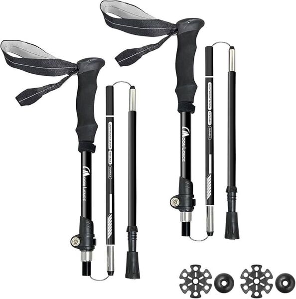 トレッキングポール折りたたみアルミ製 115-136cm伸縮 登山用ストック