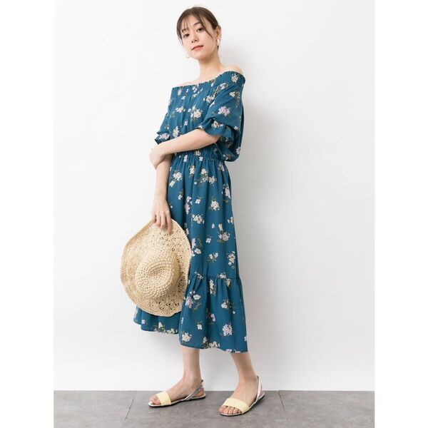 earth music&ecology オフショル花柄ワンピース