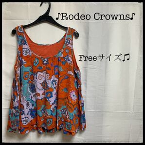 Rodeo Crowns ロデオクラウンズ ノースリーブ 総柄 ペイズリー風 F タンクトップ