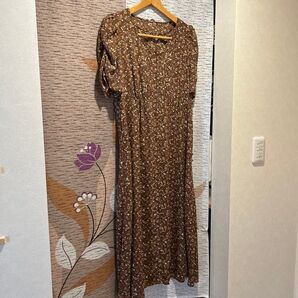 ワンピース 半袖 総柄 花柄 ロング マルチカラー