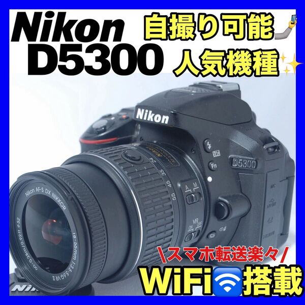 【7月限定価格】Nikon D5300 一眼レフカメラセット Wi-Fi内蔵&フルHD動画撮影◎ スマホ連携OK 手ブレ補正レンズ