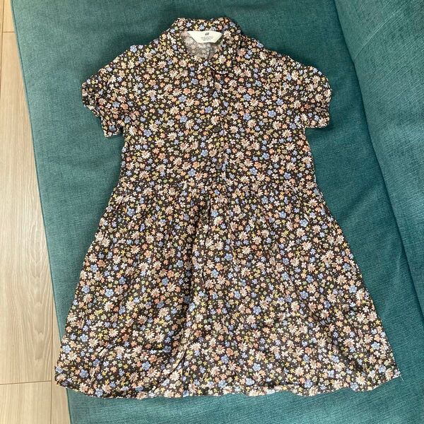 H&M ワンピース 120cm キッズ 半袖 花柄ワンピース EUR122