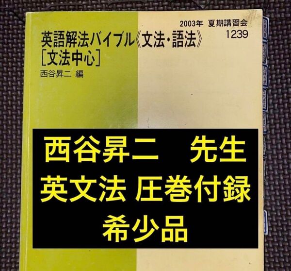 代ゼミテキスト 英語解法バイブル文法・語法 西谷昇二 夏期講習会 代々木ゼミナール(河合塾、駿台、東進ハイスクールに並ぶ予備校)