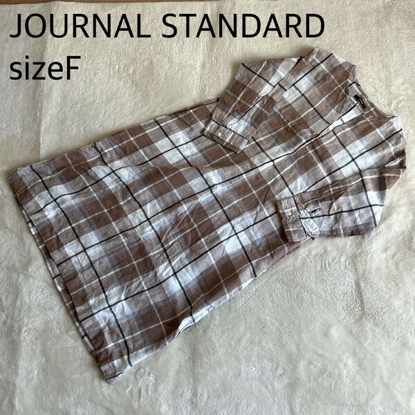 JOURNAL STANDARD チェック柄 リネンシャツワンピース sizeF