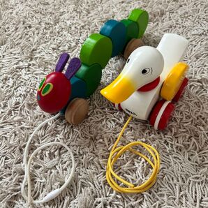 BRIO プルトイ ダック はらぺこあおむし木製くねくねプルトイ セット