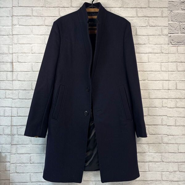 【ZARA】レディース チェスターコート ネイビー スタンドカラー