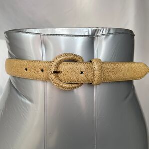 レディース型押し生成り系ベルト 全長84cm 幅2.5cm ベルト 型押しベルト 服飾小物 ファッション小物 無地ベルト
