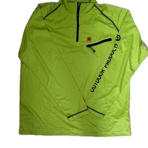 OUTDOOR PRODUCTS ハーフジップシャツ ライムグリーン メンズ4L