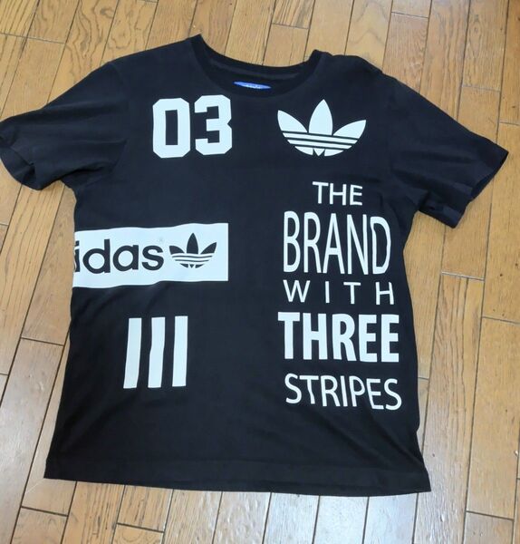希少 adidas アディダス Tシャツ Mサイズ トレフォイル 黒 ブラック03 コットン