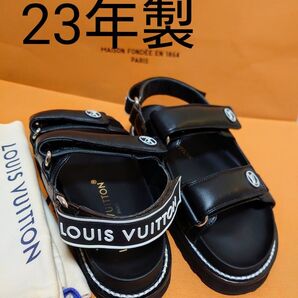 ルイヴィトン パセオライン サンダル モノグラムブラック 36 レザー 厚底 ミュール 定価20万