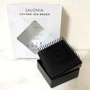 【箱付き】SALONIA サロニア/スクエア 音波振動 イオン ブラシ/ブラック