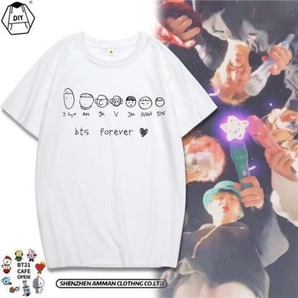BTS Tシャツ ホワイト かわいいデザイン M サイズ