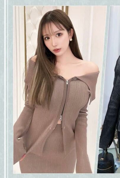 購入意思のないいいね× ダブルジップニットセットアップ cherimi Mサイズ モカベージュ