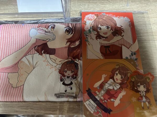 花海祐芽 4点セット アクリルスタンド タオル コースター シール ポストカード カフェ 極楽湯 学マス 学園アイドルマスター