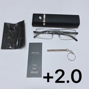 老眼鏡 携帯用 ケース付け 超軽量 マットフレーム ブルーライトカット 男女兼用 おしゃれ 度数 +2.0