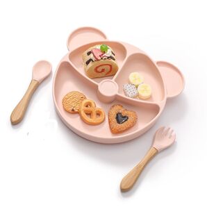 吸盤 ベビー食器 セット シリコン 幼児 離乳食 食器 赤ちゃん お皿 吸盤付きプレート スプーン フォーク 電子レンジ
