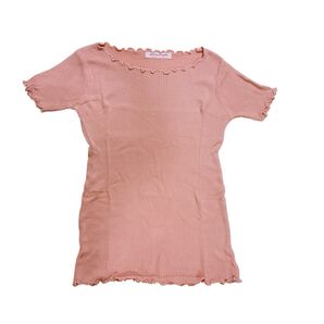 リブニット コンパクト Tシャツ レディース 半袖 トップス カットソー ニットソー シンプル サマーニット