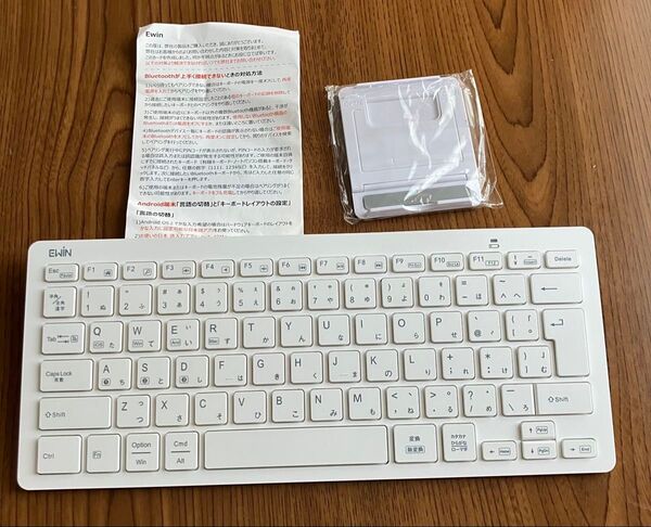 Ewin ワイヤレスキーボード スマホスタンド セット ホワイト ジャンク品 Bluetooth