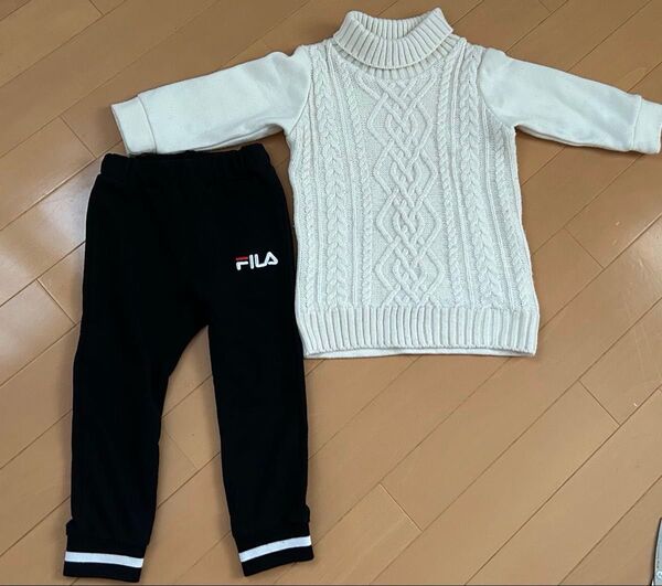 子供服 タートルネックセーター80cmとパンツボトムス95cm 2点セット