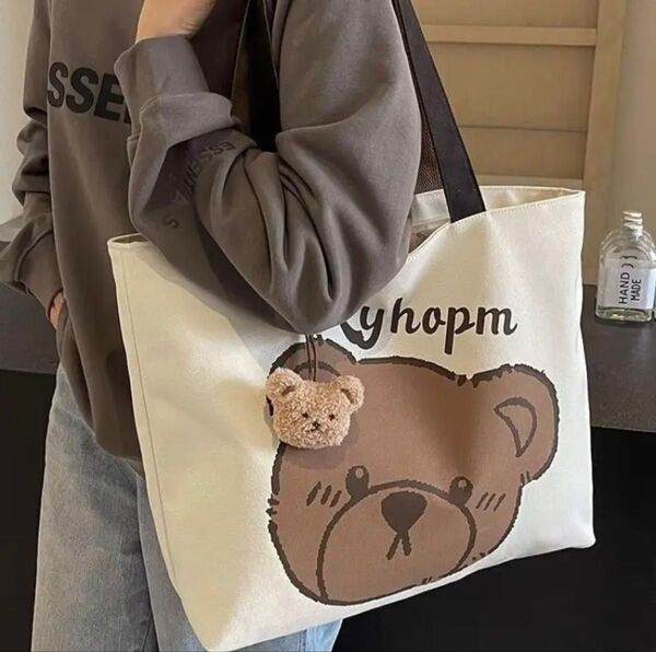 トートバッグ くま マスコット付き
