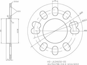 レイズホイール対応　ボルボ/ジャガー用鍛造製ハブリング一体型アルミスペーサー5ミリ65.0→63.4ミリ　マルチPCD　2枚　入荷しました（2