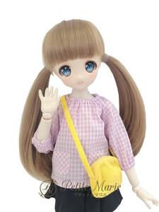 【Petite Marie】1/3 MSD MDD対応 かわいい ピンク チェック スモック ショルダーバック付 40cm ドール BJD 人形服【プティットマリエ】