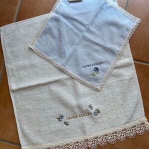 【新品】ローラアシュレイ 水色タオル2枚 LAURA ASHLEY