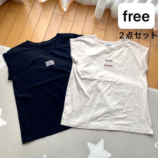 Olive des Olive 半袖 Tシャツ ベージュ 黒 フレンチ 2点セット フリー