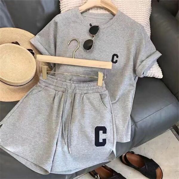 レディース セットアップ Lサイズ グレー 半袖半ズボン ルームウェア 部屋着 夏服 韓国 パジャマ 軽量 薄手 快適 ポケット付