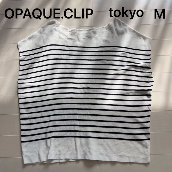 OPAQUE.CLIP tokyo レディース コットン トップス ニット ボーダー カットソー ノースリーブ 春夏