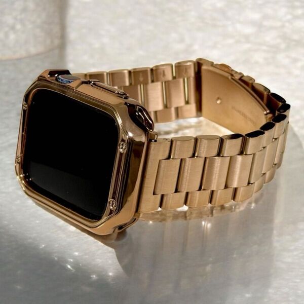 tr★アップルウォッチバンド ステンレスベルト Apple Watchカバー ケース 38 40 41 44 45 46 49mm