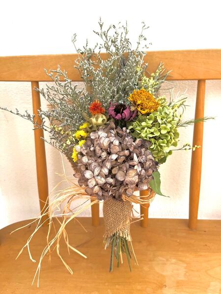 2色の紫陽花のスワッグ 夏のドライフラワースワッグ インテリア雑貨 インテリア小物ドライフラワースワッグ