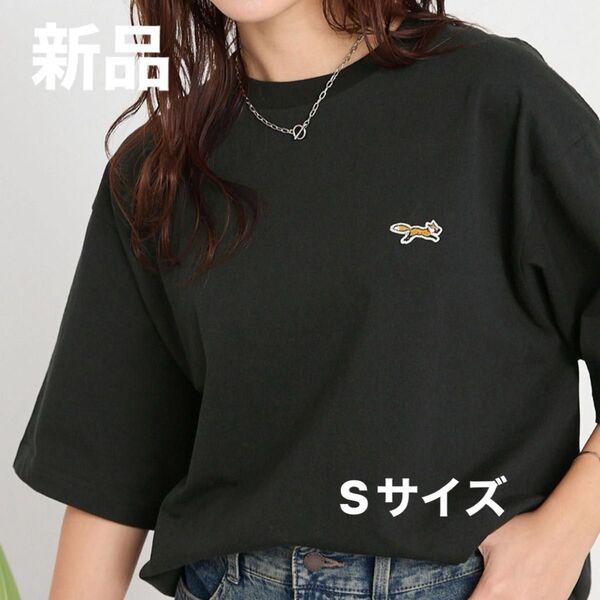 新品 PENNEYS ロゴワンポイントワ ッペン刺繍 オーバーサイズ半袖Tシャツ 黒 ユニセックス Sサイズ