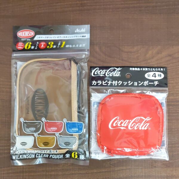 ウィルキンソン クリアポーチ& コカ・コーラ カラビナ付クッションポーチ 新品未使用品