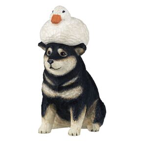 【未開封】キタンクラブ あかねの木彫り アヒルと犬 柴犬(黒紫)カプセルトイ ガチャ フィギュア