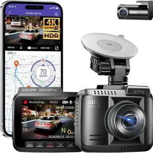 ドライブレコーダー4K+1080P 前後2カメラ GPS WIFI搭載HDR画像補正技術 ADAS 128GB GS63Pro