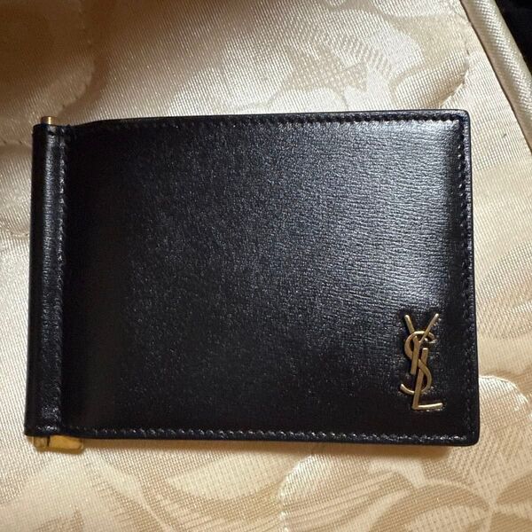 極美品 カードケース ブラック YSL マネークリップ SAINT LAURENT サンローラン agnes 名刺入れ レザー