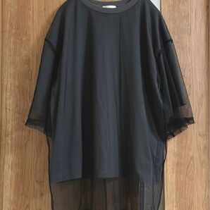 Java チュール重ねトップス チャコールグレー/ブラッXL