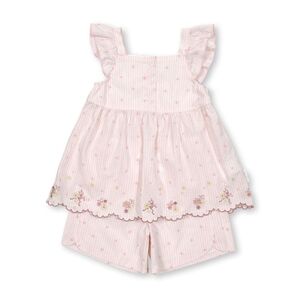 SLAP SLIP ストライプスカラップ刺しゅうチュニック+ショートパンツセットアップ 110cm