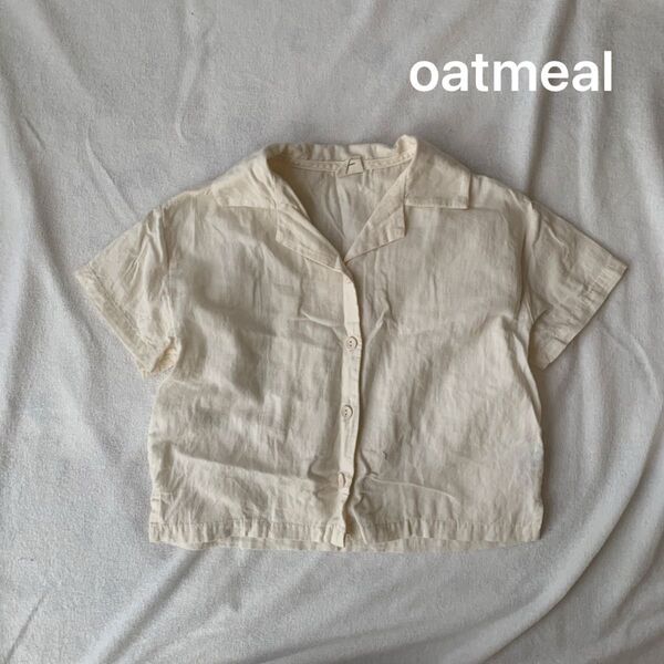 韓国子供服 oatmeal シャツ ブラウス 半袖 前ボタン 襟付き アイボリー 半袖シャツ 半袖ブラウス 昭和レトロ キッズ