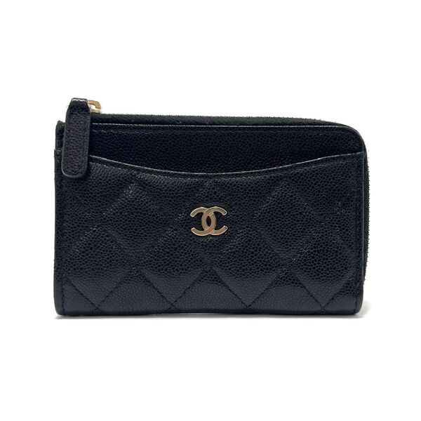 シャネル フラグメントケース カードケース コインケース 小銭入 ミニウォレット マトラッセ ブラック 黒 ゴールド CHANEL