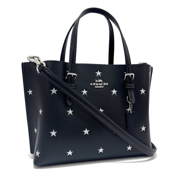 コーチ CW022 モリー トートバッグ スター 星 2way ハンドバッグ ショルダーバッグ ブラック 黒 レザー COACH