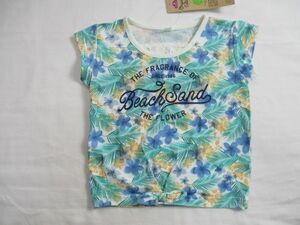 SF179【TOPVALU】イオン　新品　花柄模様　半袖　Ｔシャツ　女児　緑 100