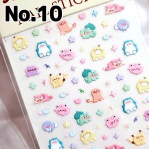 ☆No.10☆かわいい5D立体ネイルシール☆キャラクター☆ゆるポケモン☆ピカチュウ☆プリン☆メタモン☆