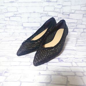 【美品】LE TALON ルタロン パナマメッシュ バレエシューズ ポインテッドトゥ 黒 24.5cm